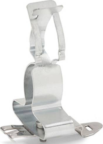 Metalowa klamra mocująca o wygiętym kształcie z dwoma otwartymi końcami, stosowana do połączeń strukturalnych.
