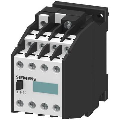 Czarno-białe elektroniczne przekaźniki z napisem 'SIEMENS 3TH42' na przedniej części.