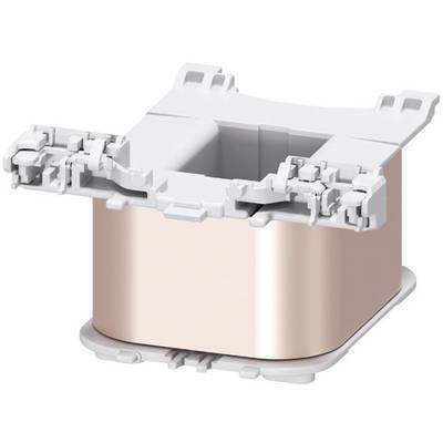 Prostokątna, biała oprawka z tworzywa sztucznego z detalami u góry i miedzianoczerwonym korpusem u dołu, przypominająca element techniczny.