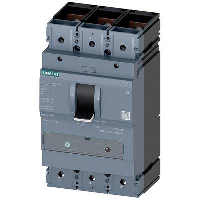Trójbiegunowy wyłącznik mocy firmy Siemens, typ 3VA1, przeznaczony do zastosowań w ochronie elektrycznej, z różnymi pozycjami łączeniowymi.