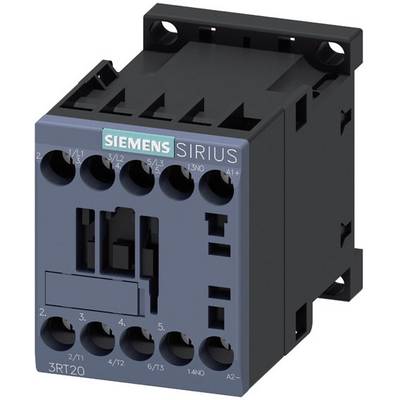Czarny stycznik Siemens z serii SIRIUS z wieloma przyłączami, stosowany w elektrycznych systemach sterowania w zastosowaniach przemysłowych.