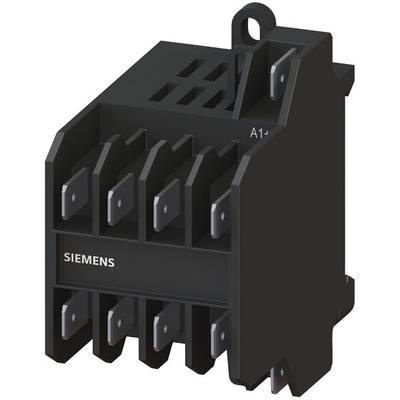 Czarny elektroniczny przekaźnik wielostykowy, oznaczony napisami 'SIEMENS' oraz 'A1+'.