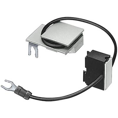 Elektryczny element z czarnym przewodem i złączem widełkowym, połączony z obudową w kolorze srebrnym i czarnym.