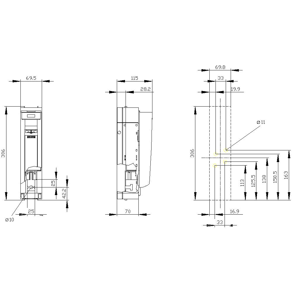 Siemens 3NP11411DA10 Rozłącznik bezpiecznikowy Rozmiar bezpiecznika = 1 250 A 240 V/AC, 120 V/DC 1 szt.-2