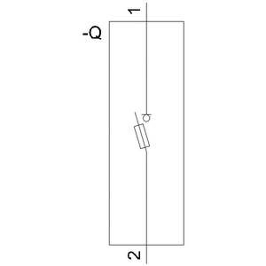 'Mechaniczny symbol przełącznika w prostokątnym diagramie. Skośny prostokąt w centrum symbolizuje przełącznik.'