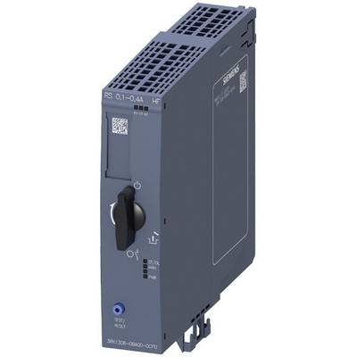 Elektroniczne urządzenie w niebieskiej obudowie z przyciskiem sterowania i kodem QR. Oznaczone napisem 'RS 0,1-0,4A' oraz logo producenta u góry.