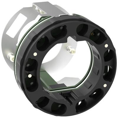 Cylindryczny element mechaniczny z czarnym pierścieniem zewnętrznym i wieloma otworami, prawdopodobnie część urządzenia technicznego.