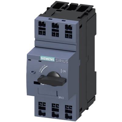 Szare elektromagnetyczne urządzenie rozłączające marki Siemens. Posiada pozycje przełącznika 'Wyzwolone' i 'Włączone' oraz kilka gniazd na górze i na dole.