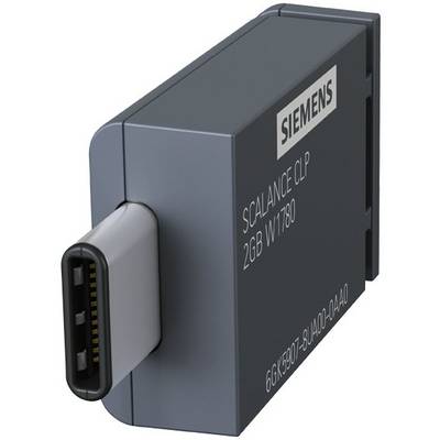 Moduł z napisem 'SIEMENS SCALANCE CLP 2GB WT780'. Posiada złącze USB-C i jest używany do przemysłowych zastosowań sieciowych.