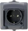 Kopp 107815006 Osprzęt elektroinstalacyjny do pomieszczeń wilgotnych Gniazdo elektryczny z klapką Nautic antracytowy