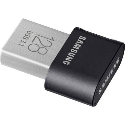 Pendrive USB 3.1 o pojemności 128 GB, w kolorze czarnym i srebrnym, o smukłej, kompaktowej budowie, firmy Samsung.