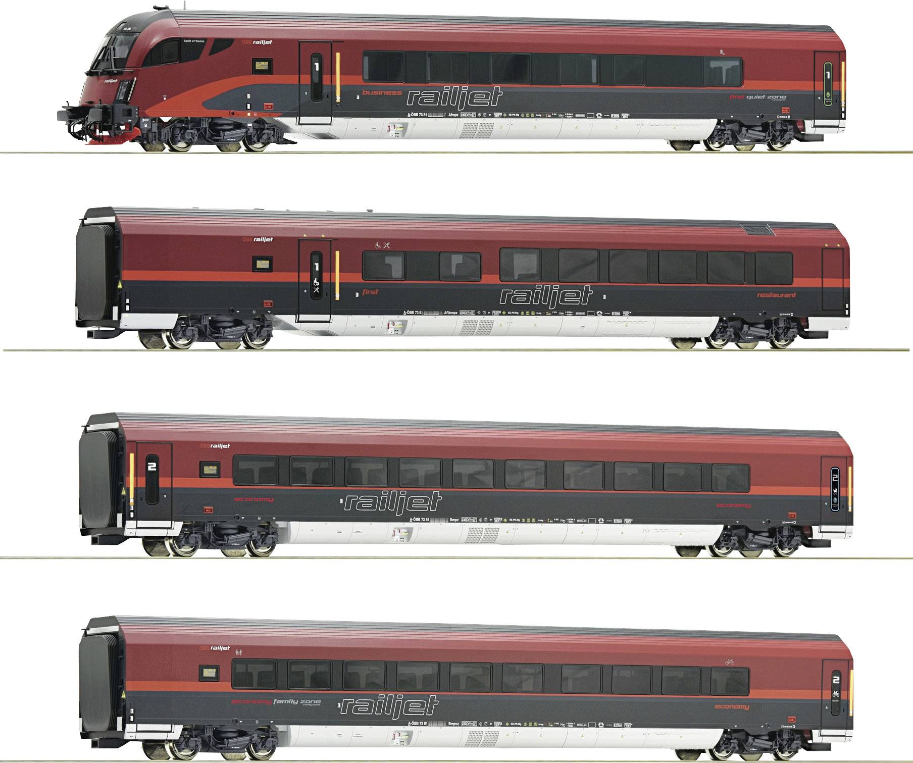Pociąg osobowy Roco 74084 4-częściowy Railjet, ÖBB