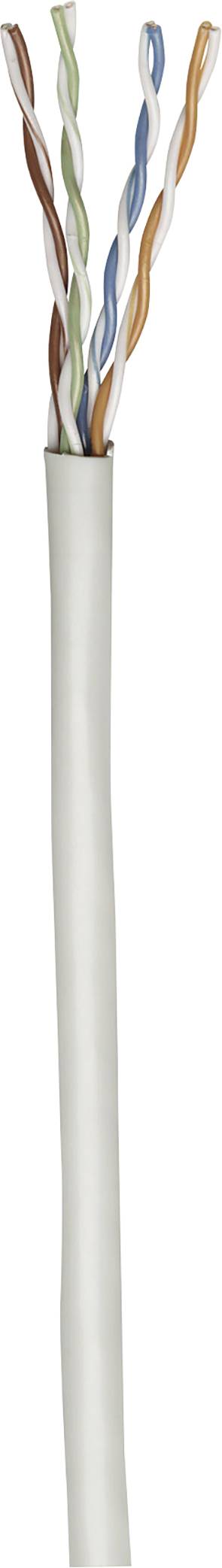 Otwarty koniec kabla sieciowego z czterema skręconymi parami przewodów w różnych kolorach: pomarańczowym, zielonym, niebieskim i brązowym.