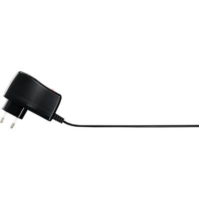 Czarny zasilacz z wtyczką i przewodem, odpowiedni do europejskich gniazd elektrycznych.