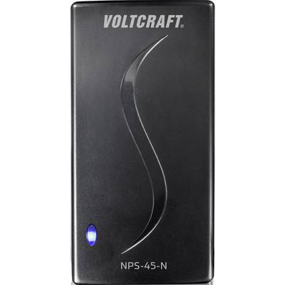 Czarny zasilacz z niebieskim światłem LED z napisem 'VOLTCRAFT NPS-45-N'.