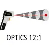 'Laserowy termometr wyświetla optykę 12:1 z czerwonym wskaźnikiem laserowym i zakresem pomiarowym. Odpowiedni do precyzyjnego pomiaru temperatury z odległości.'