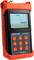 Pomarańczowe urządzenie ręczne do diagnostyki kabli, wyświetlające na ekranie diagram liniowy oraz posiadające przyciski sterujące.