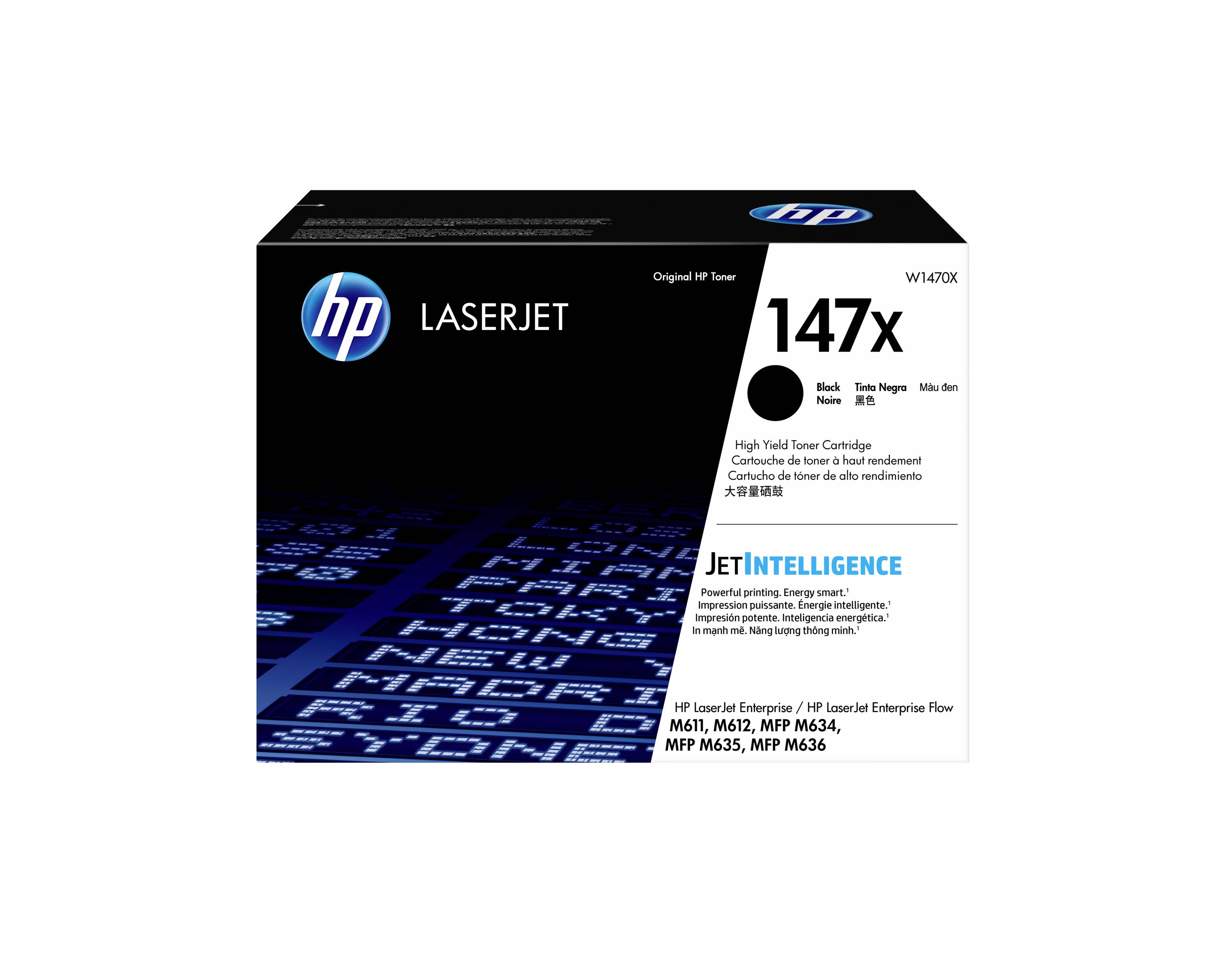 Pojemnik wysokowydajnego wkładu tonera HP LaserJet 147X, czarny, do drukarek HP LaserJet Enterprise.