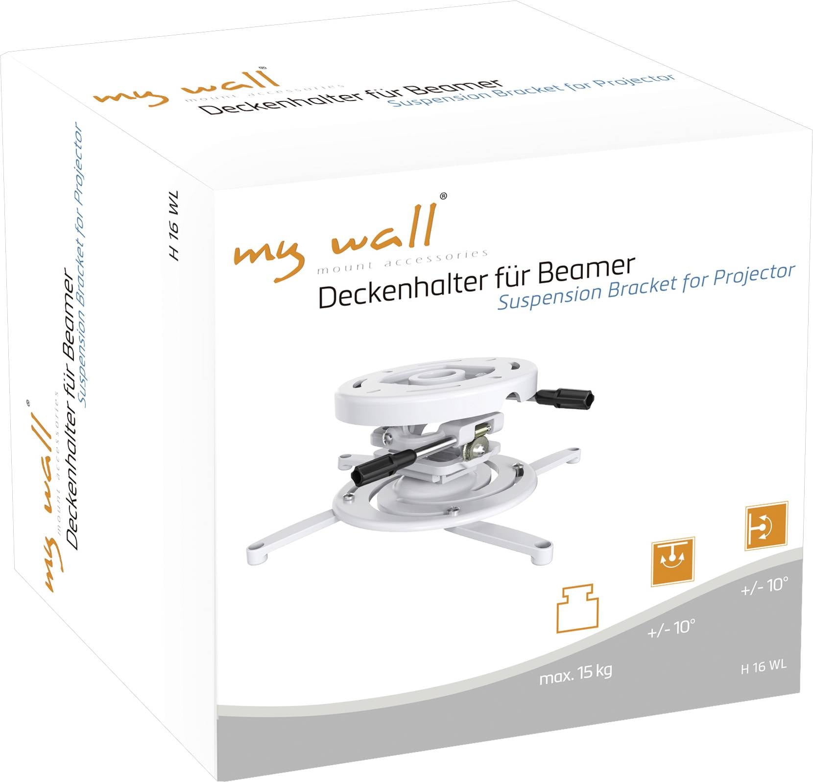 Кріплення для проектора My Wall H 16 WL, стельове кріплення, поворотне, портативне, білого кольору