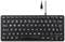 Kompaktowa polska klawiatura USB bez klawiatury numerycznej. Czarny design z niebieskimi klawiszami funkcyjnymi. Idealna do małych przestrzeni roboczych.