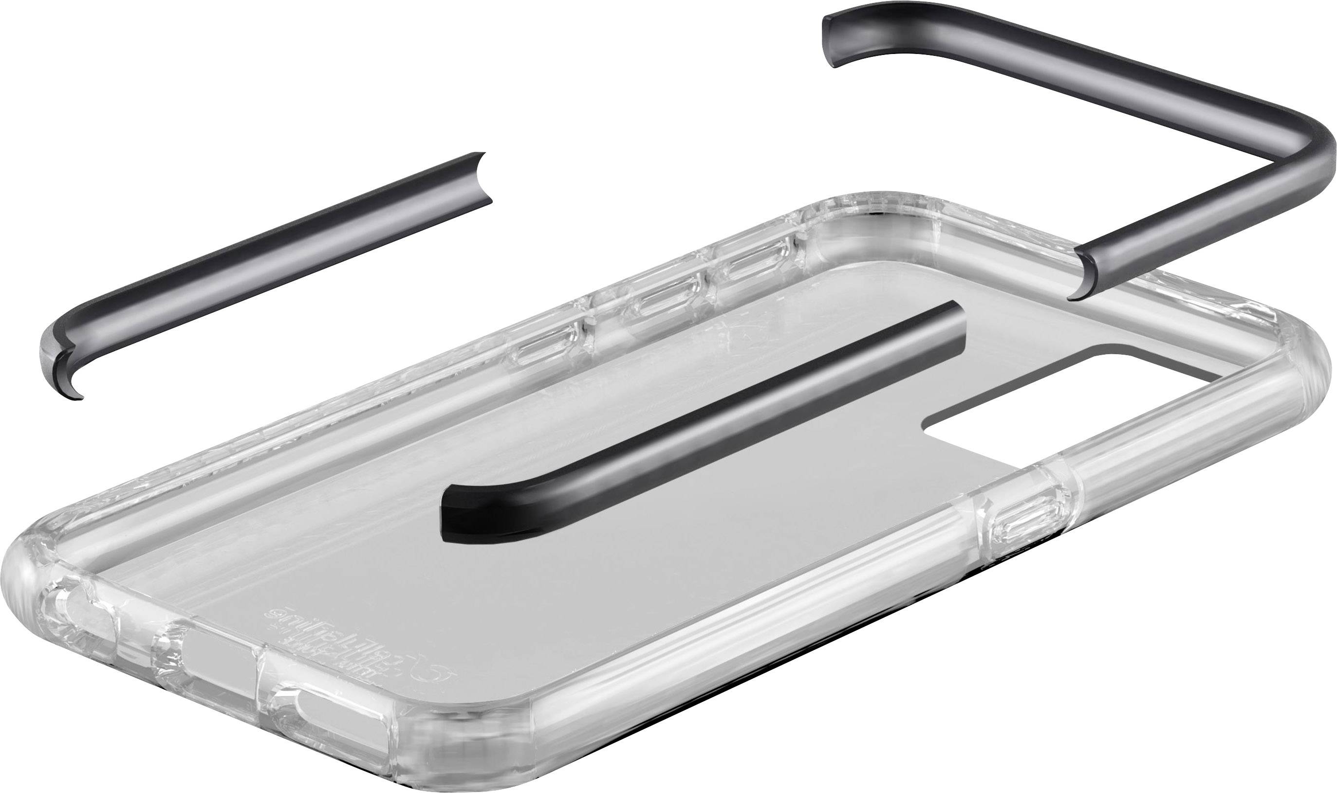 Przezroczyste etui na telefon z wzmocnionymi czarnymi krawędziami, które zapewnia ochronę i pochłania wstrząsy dla smartfona.