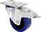 Sztywne kółko skrętne wykonane z metalu z niebieską gumową powierzchnią toczną. Odpowiednie do transportu mebli lub urządzeń.