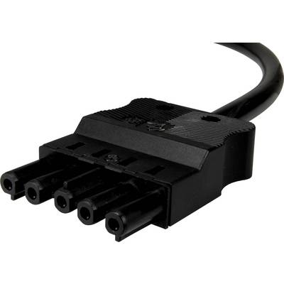 Czarny wtyk elektryczny z czterema okrągłymi stykami na czarnym przewodzie, odpowiedni do podłączania urządzeń elektronicznych.