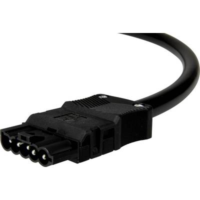 Czarny kabel elektryczny z końcówką sześciostykową, stosowany typowo w połączeniach przemysłowych maszyn.