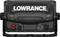 Czarny elektroniczny przyrząd z napisem 'Lowrance Elite' na przedniej części, posiada dwa złącza w dolnej części.