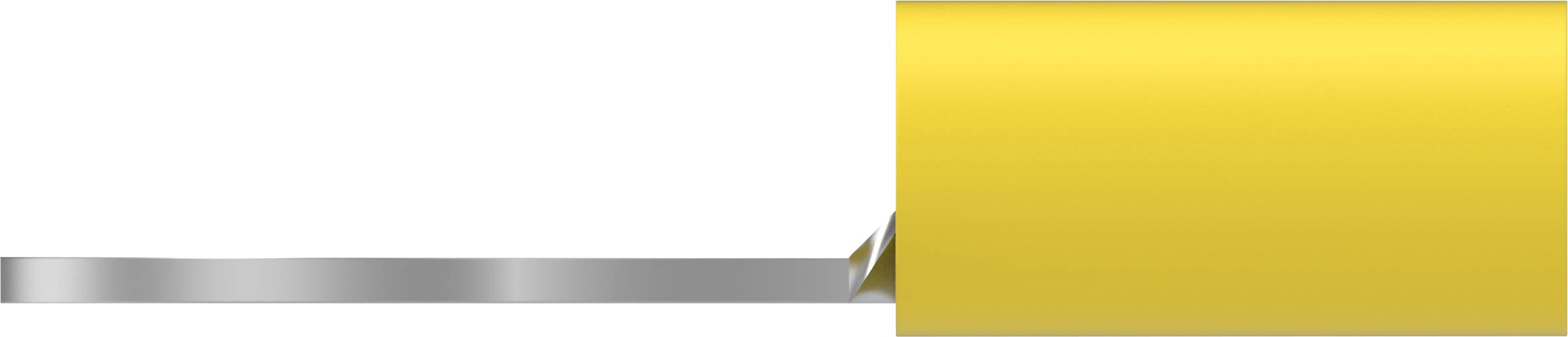 Żółta rolka barwiąca z żółtą taśmą maskującą, rolka ustawiona w pozycji pionowej w prawą stronę.