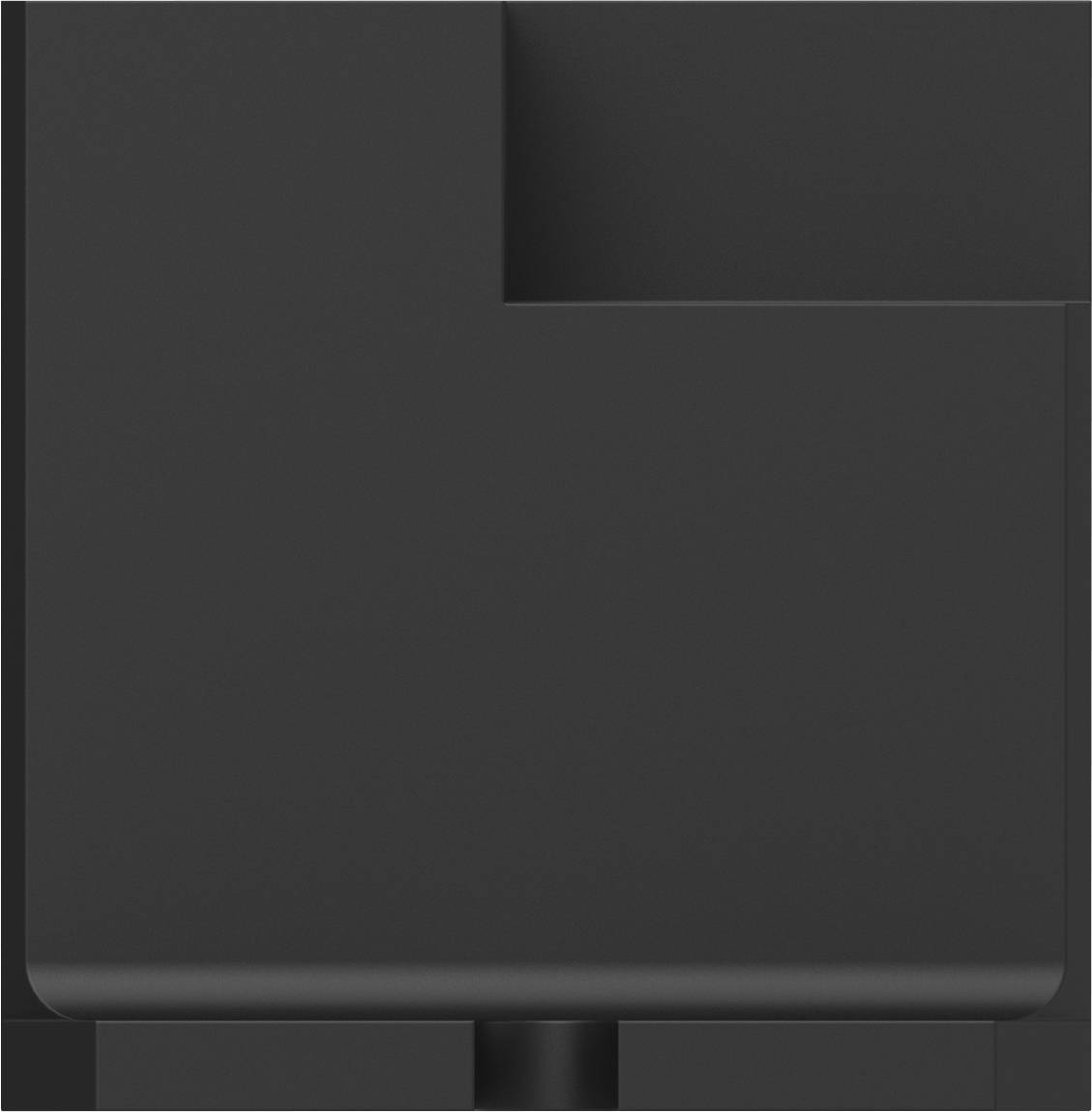 Minimalistyczne, abstrakcyjne dzieło sztuki w czerni, złożone z geometrycznych kształtów i linii.