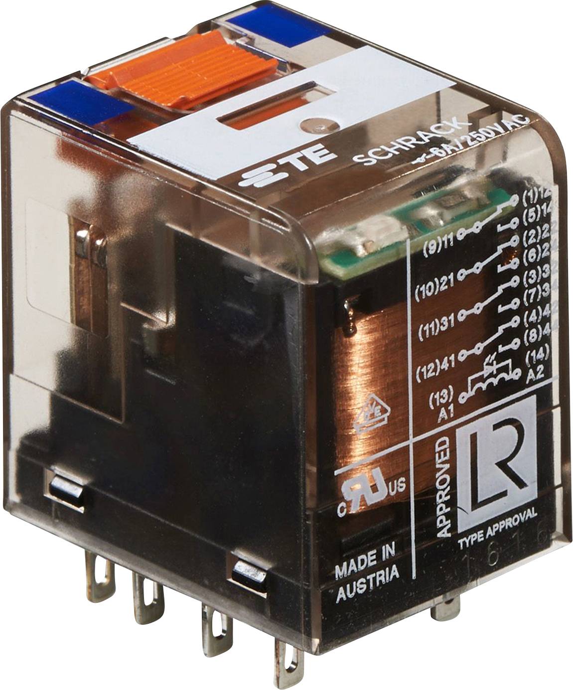 Промислове реле TE Connectivity PT570L24 24 В/DC 4 перемикаючі контакти 1 шт.