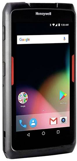 Nowoczesne urządzenie przenośne firmy Honeywell z systemem operacyjnym Android i kilkoma aplikacjami na ekranie startowym.
