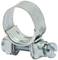 Metalowa opaska zaciskowa ze śrubą, służąca do pewnego i bezpiecznego mocowania przewodów na rurach lub złączach.