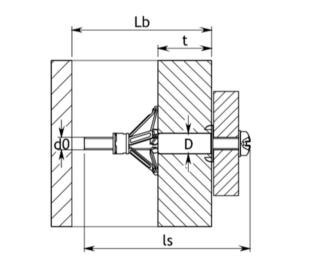 Rysunek techniczny części mechanicznej z wymiarami. Obszary są oznaczone jako 'Lb', 't', 'd0', 'D' i 'ls'.