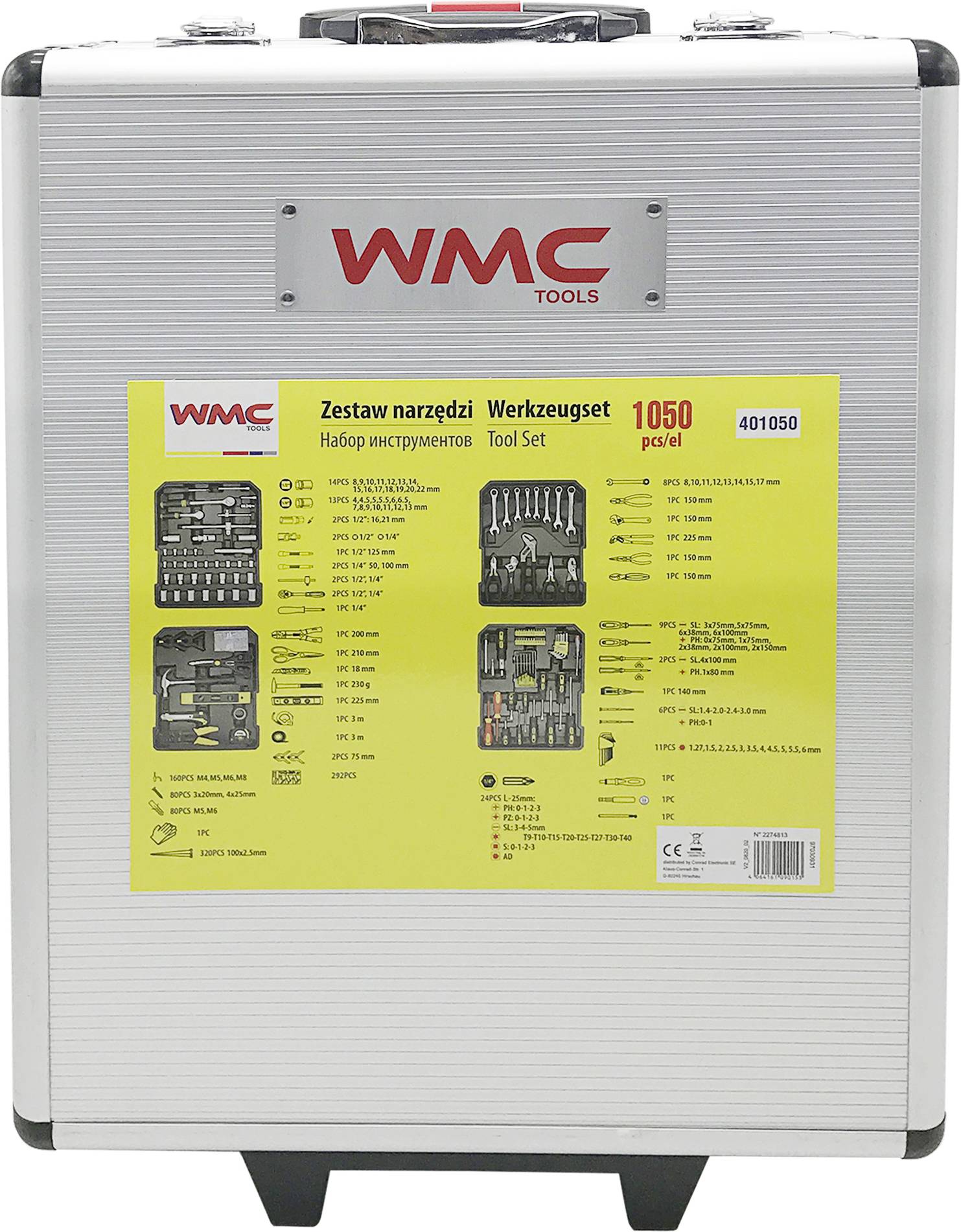 Walizka narzędziowa na kółkach z wyposażeniem WMC Tools 2274813-1