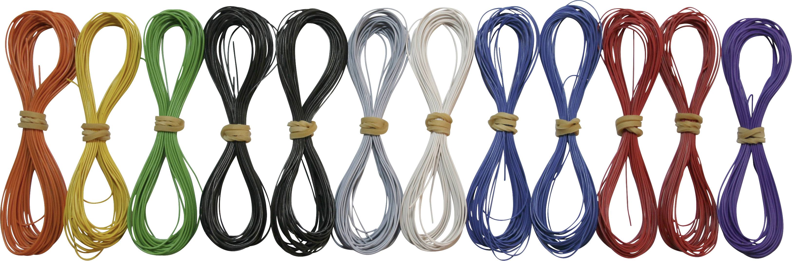 Кабелі для модельних залізниць TAMS Elektronik LifY 0.04, Basispack (12 x 5 м) 73-09100-12, 60 м