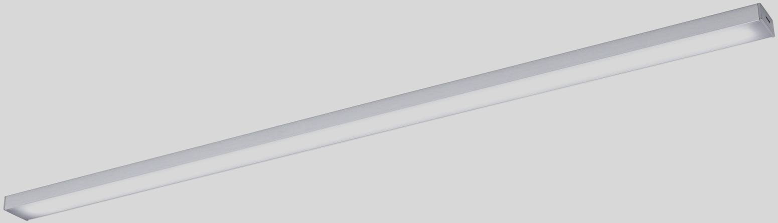 Długa, wąska lampa LED z białą ramką, biegnąca na skos od lewego dolnego do prawego górnego rogu.