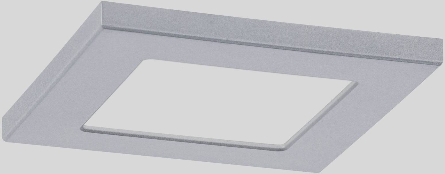 Prostokątna, płaska lampa sufitowa LED, srebrna rama, minimalistyczny design do nowoczesnych wnętrz.