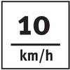 10 km/h wyświetlane na czarnym tle.