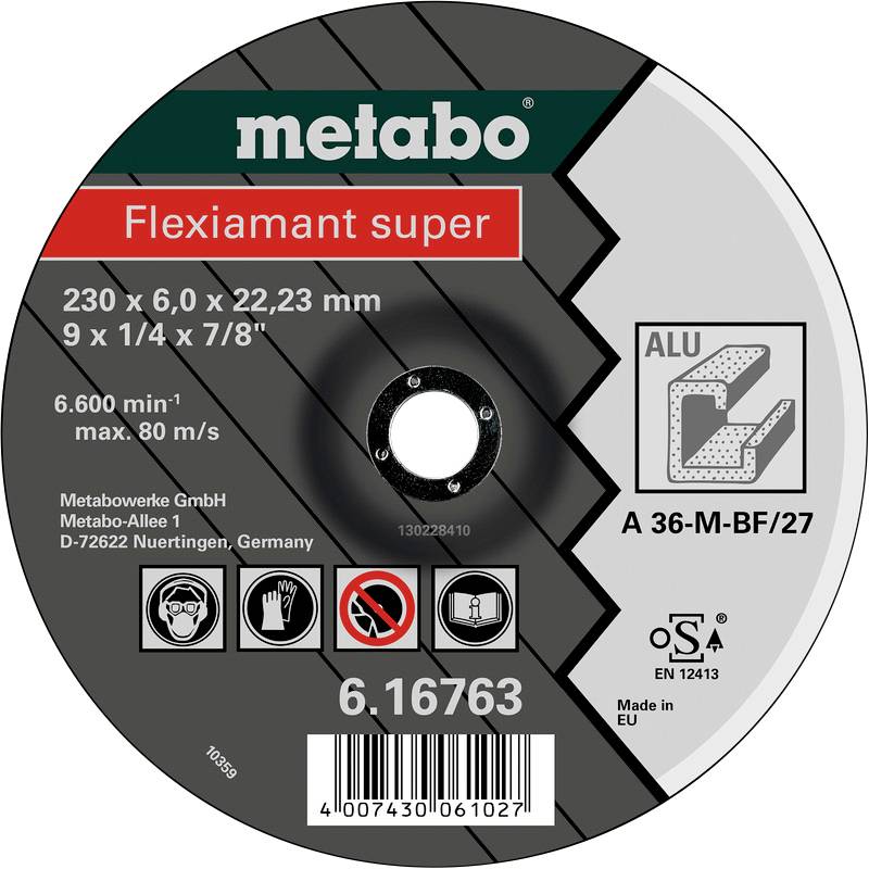 Metabo 616763000 Вигнутий відрізний диск Діаметр отвору 22,23 мм 10 шт.