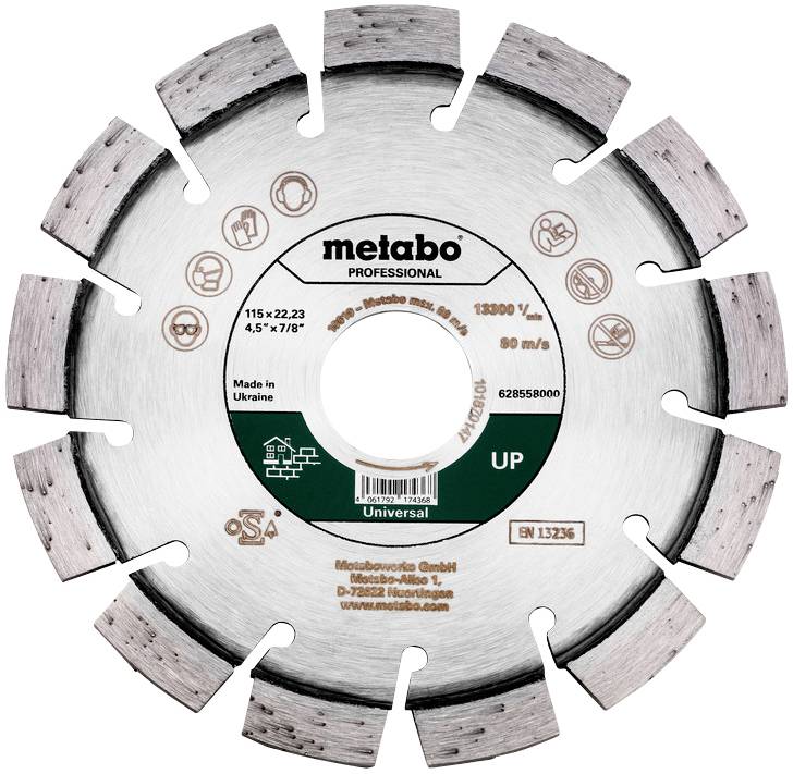 Metabo 628558000 Алмазний відрізний диск Діаметр 115 мм Діаметр отвору 22,23 мм 1 шт.