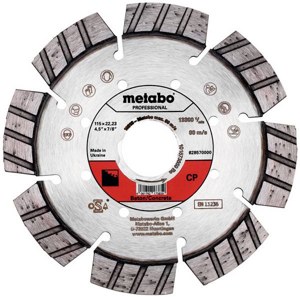 Metabo 628570000  Tarcza tnąca diamentowa Średnica 115 mm Średnica otworu 22.23 mm  1 szt.