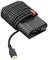 Czarny zasilacz Lenovo 65W z złączem USB-C, kompaktowo zwinięty. Idealny do ładowania kompatybilnych urządzeń.