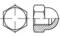 Rysunek techniczny nakrętki sześciokątnej z przekrojem poprzecznym po prawej stronie, przedstawiający kształt i układ gwintu.