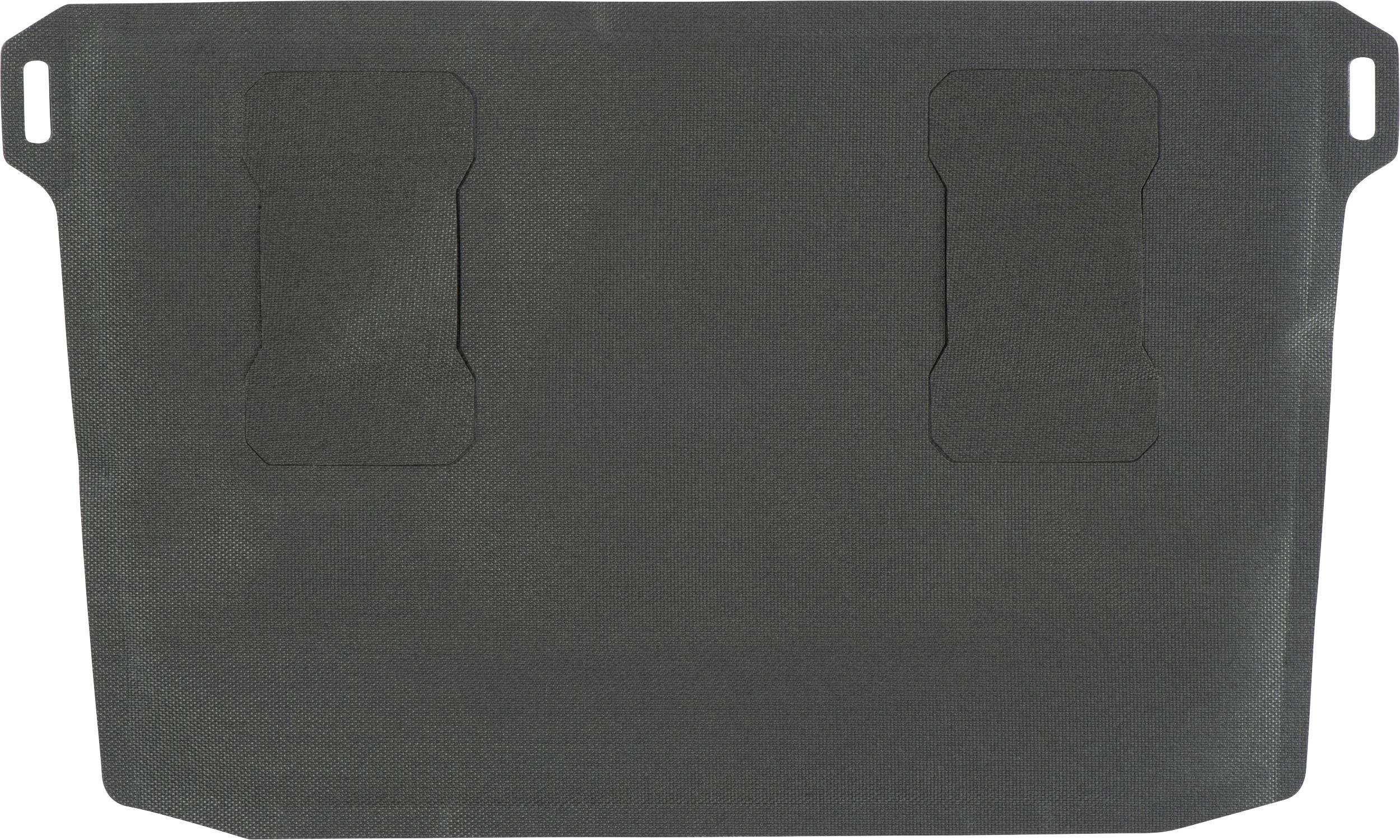 Czarna, prostokątna mata z dwoma prostokątnymi paskami na rzep, prawdopodobnie przeznaczona do zamocowania na powierzchni.