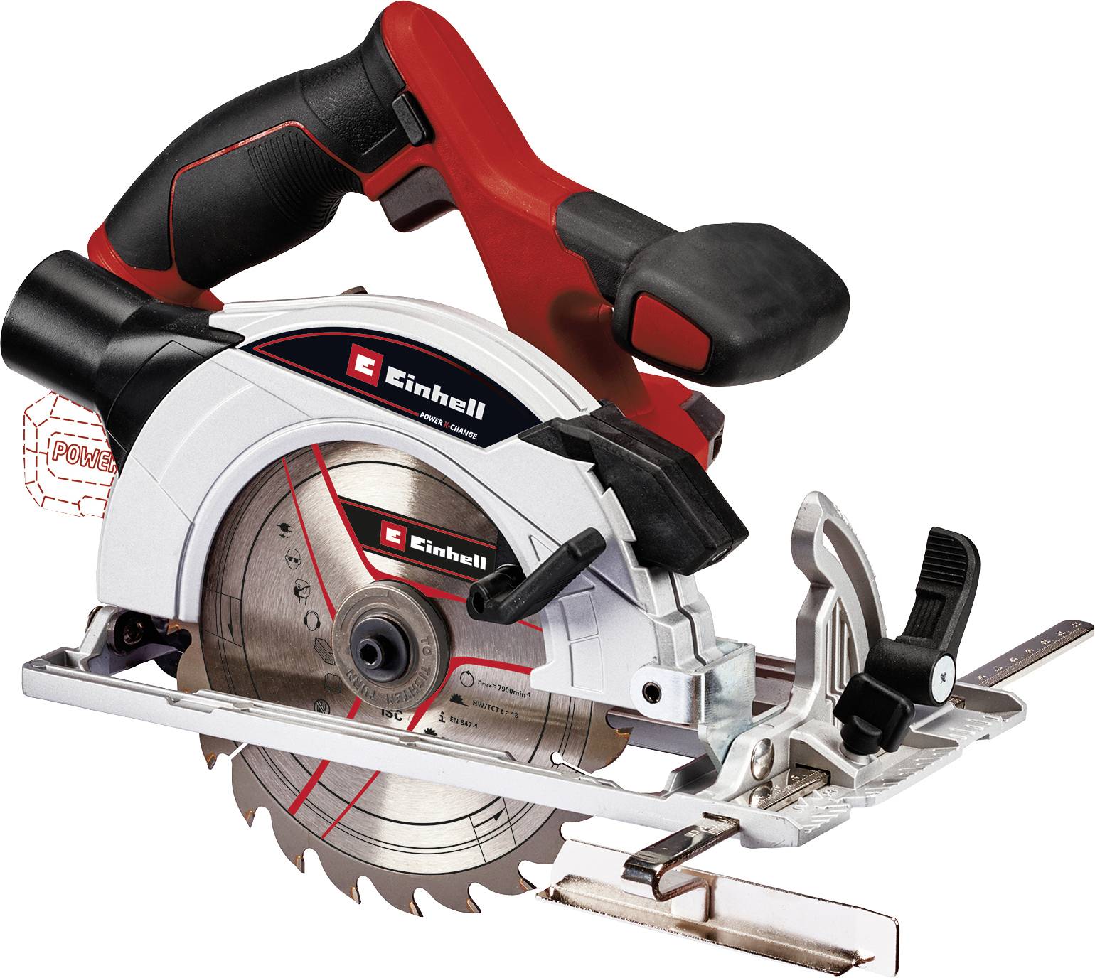 Акумуляторна дискова пилка Einhell TE-CS 18/165-1 Li - Solo 18 V. Максимальна глибина різання (90°) 54 мм