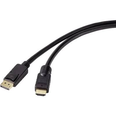 Czarny kabel z wtyczką DisplayPort na jednym końcu i wtyczką HDMI na drugim końcu.