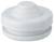 Okrągła, biała zaślepka z tworzywa sztucznego o zróżnicowanej powierzchni, odpowiednia do nóg mebli lub rur, służąca ochronie podłóg i redukcji hałasu.