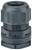 Dławnica kablowa z czarnego tworzywa sztucznego z rowkowaną, stożkową głowicą i gwintem, odpowiednia do przepustów kablowych w obudowach.